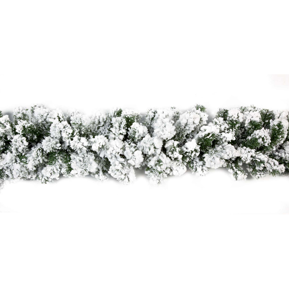 Premier Snow Flocked Pine Christmas Garland with Glitter Finish 270cm Image 1