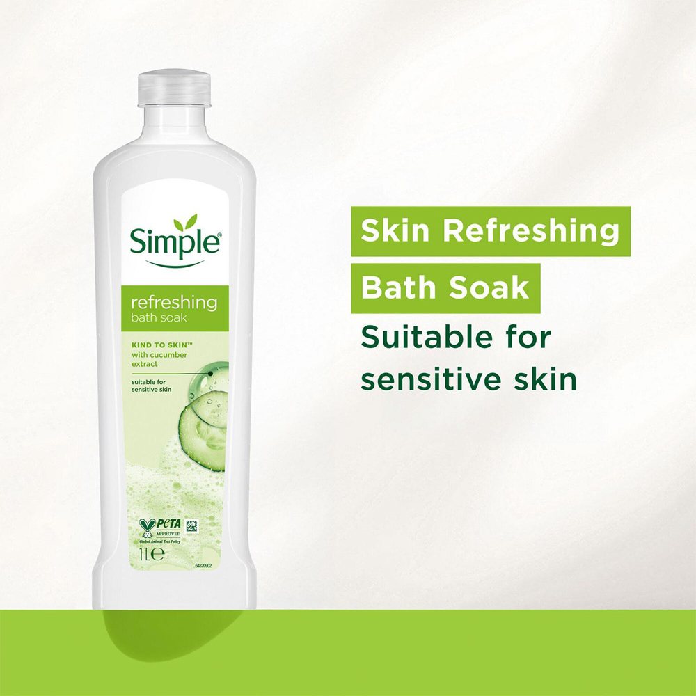 Simple Kind to Skin Cucumber Extract Bath Soak 1L 12 Pack Image 4