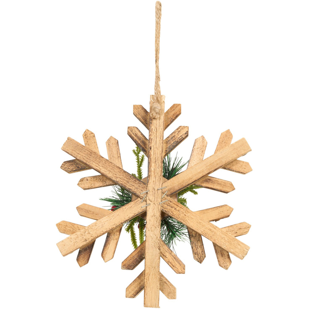 Natural Wooden Floristry Snowflake Decoration Image 3