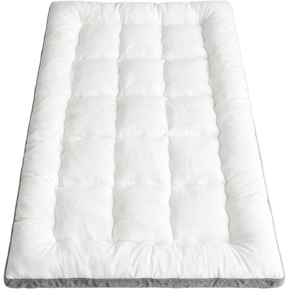 Living and Home Double White and Grey Plush Quilted Mattress Topper Image 4