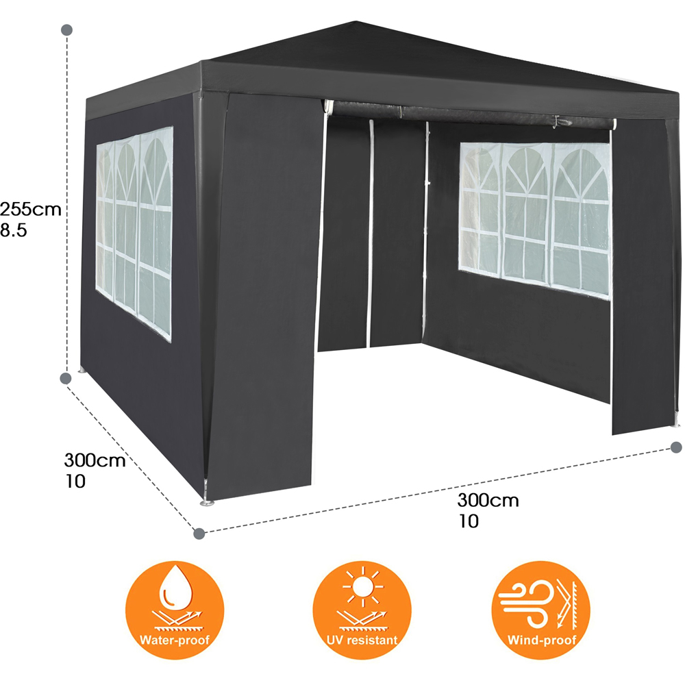 Grey 3 x 3m Event Gazebo with Removable Sides Image 6
