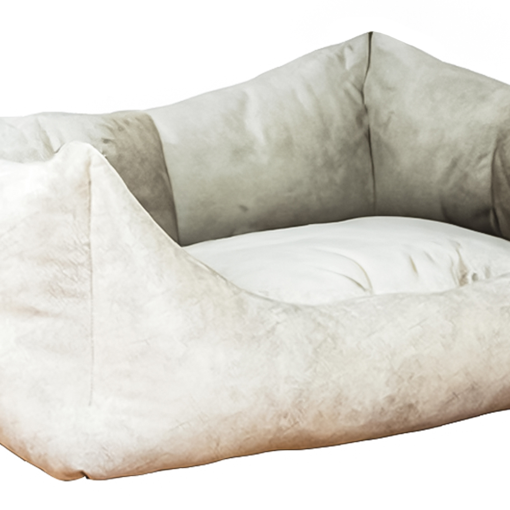 Snug & Cosy Velour Small Rectangle Oyster Dog Bed Image 3