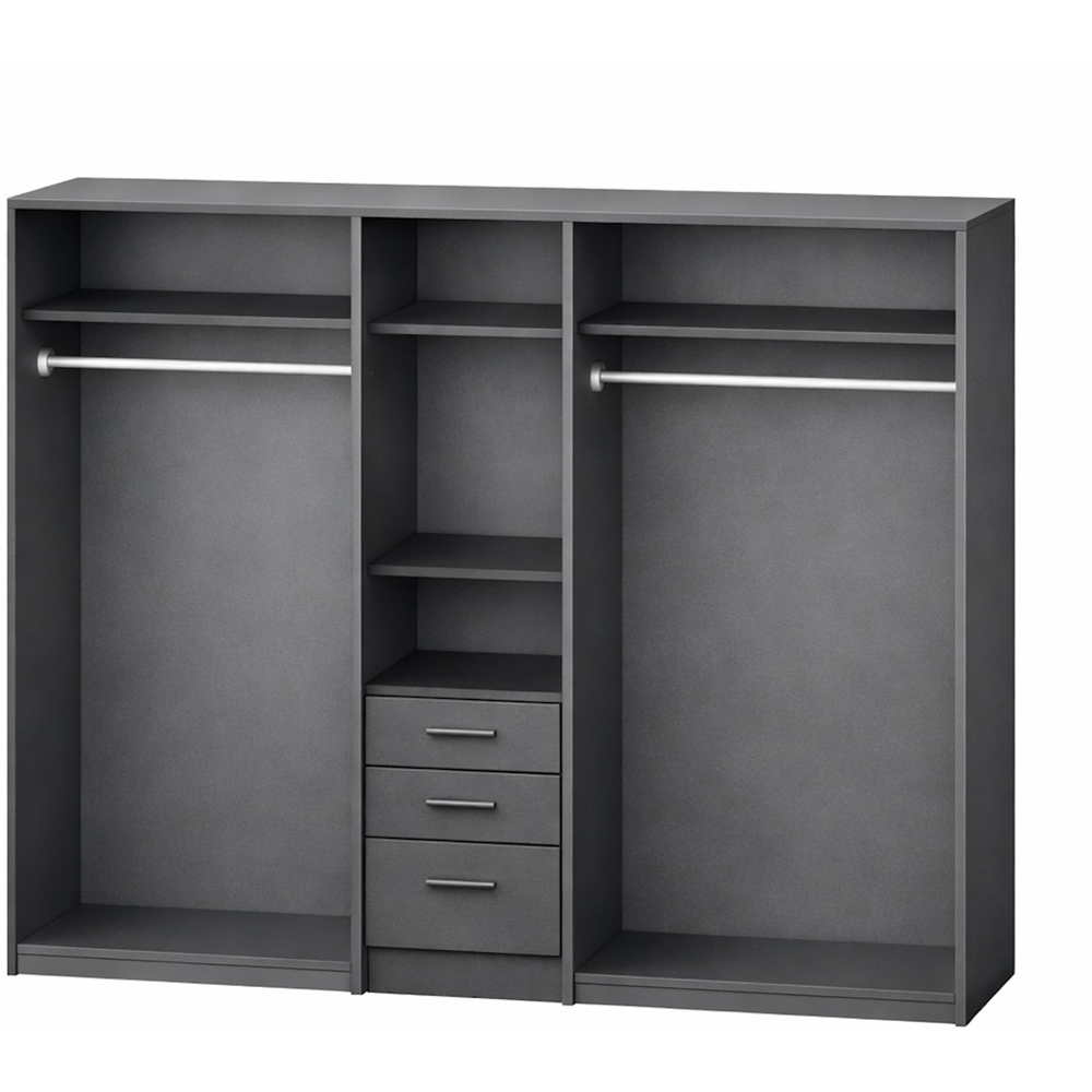 TJ'S Oxford 5 Door 3 Drawer White Wardrobe with Mirror Image 3