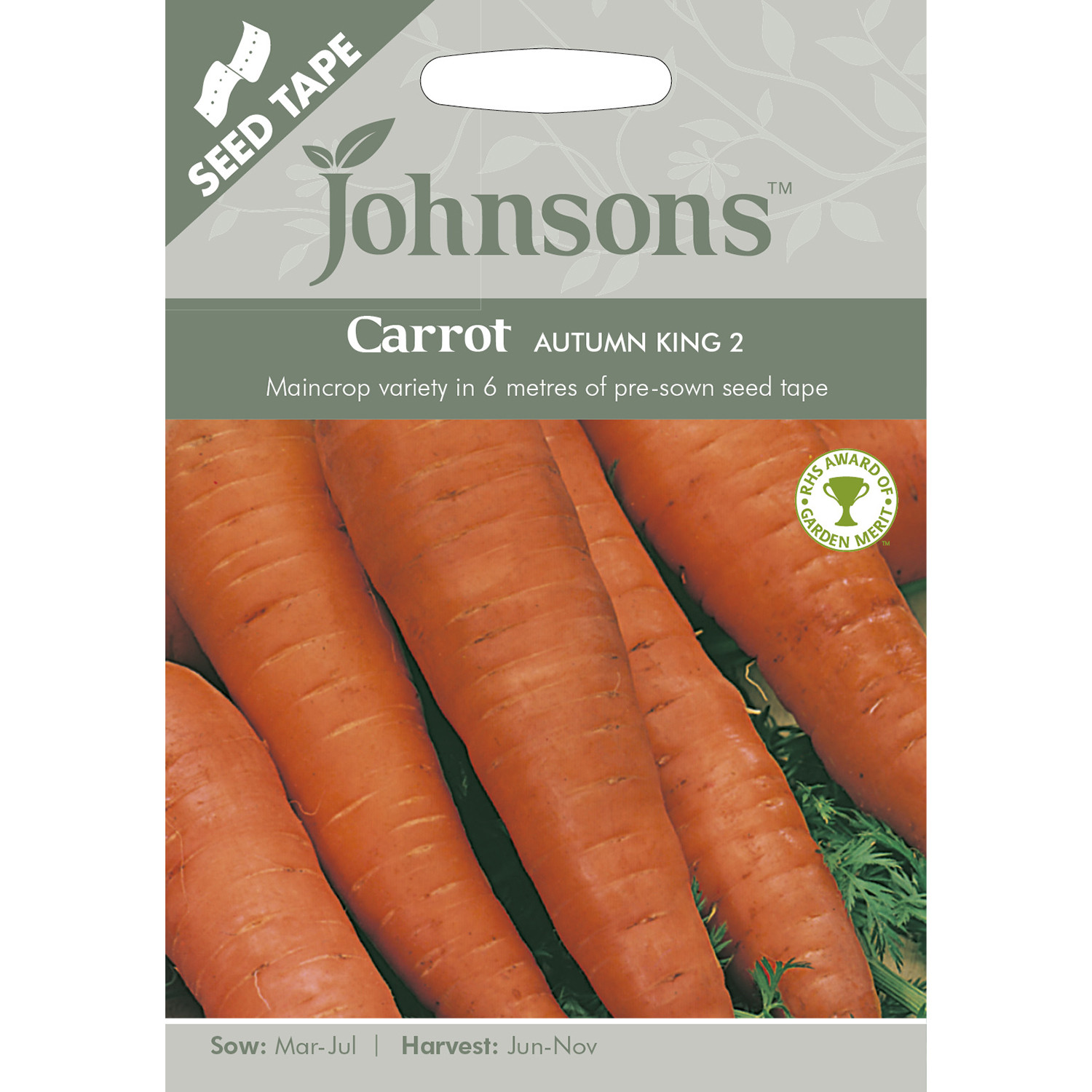Johnsons Autumn King Carrot Seed Tape Image 1