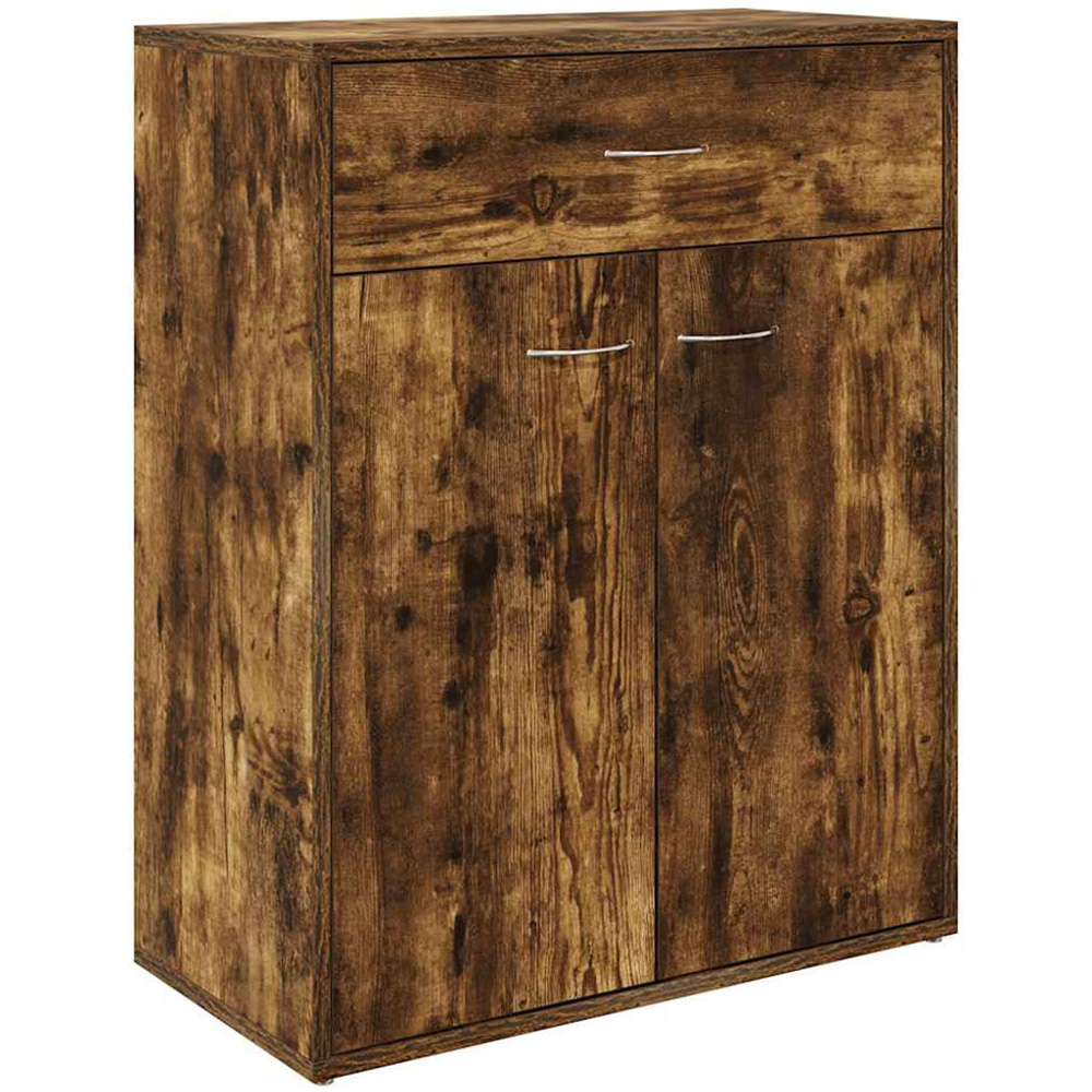 vidaXL 2 Door Single Drawer Smoked Oak Sideboard Image 2