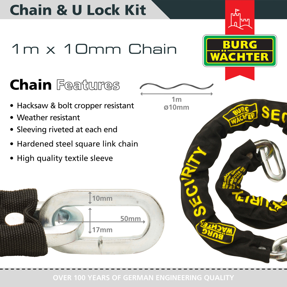 Burg-Wachter 1m Sold Secure Gold Bike Chain and Lock Kit Image 5