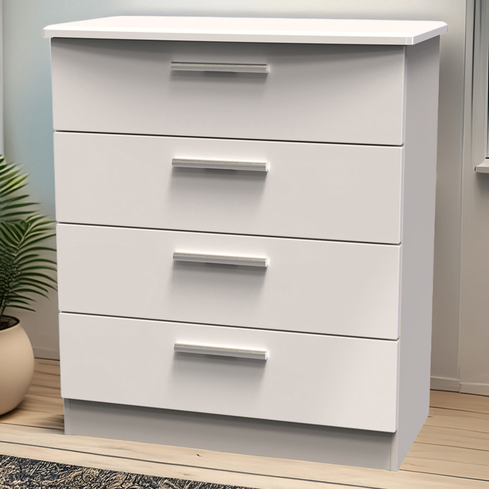 Crowndale Knightsbridge 4 Drawer Kashmir Gloss Chest of Drawers Ready Assembled Image 1