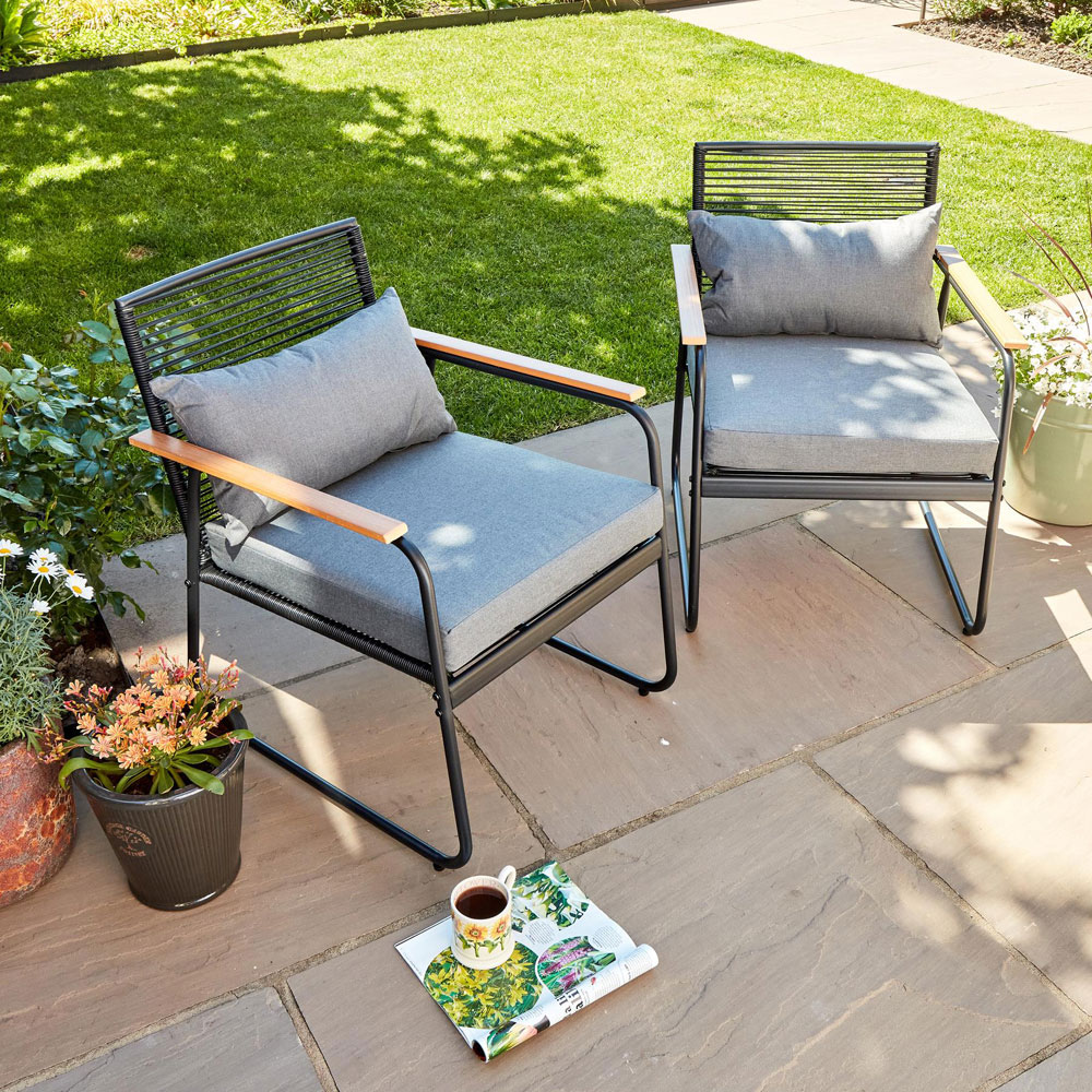 Home Source Cove 4 Seater Black Metal Garden Lounge Set Image 6