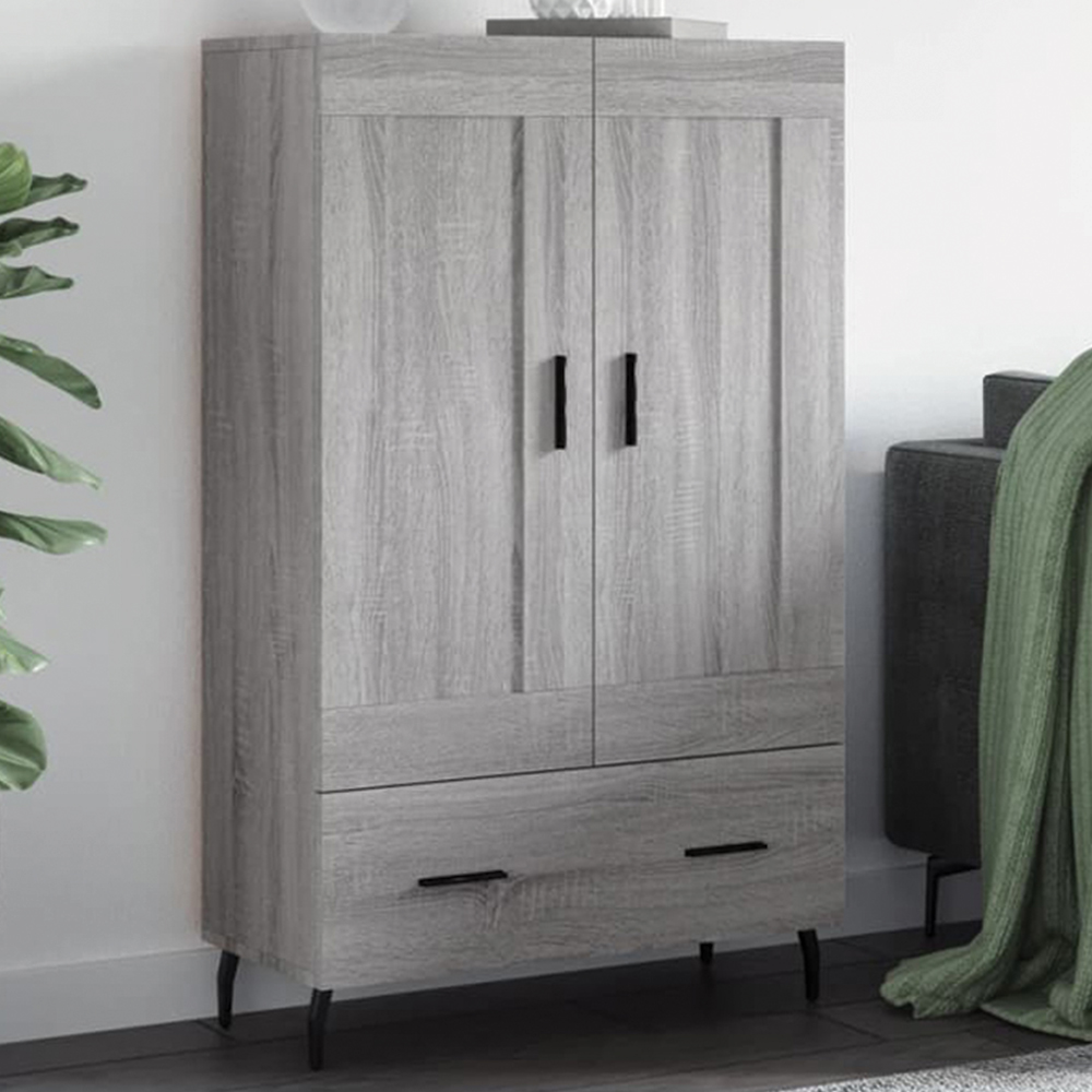 vidaXL 2 Door Single Drawer Grey Sonoma Highboard Image 1