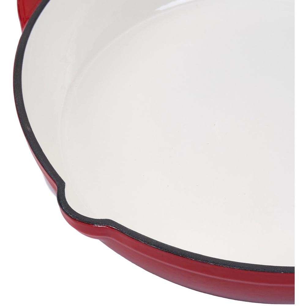 Living and Home 46 x 29cm Red Enamelled Cast Iron Round Frying Pan Image 6