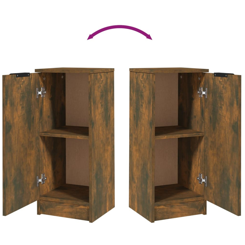 vidaXL Single Door Smoked Oak Narrow Sideboard Set of 2 Image 8