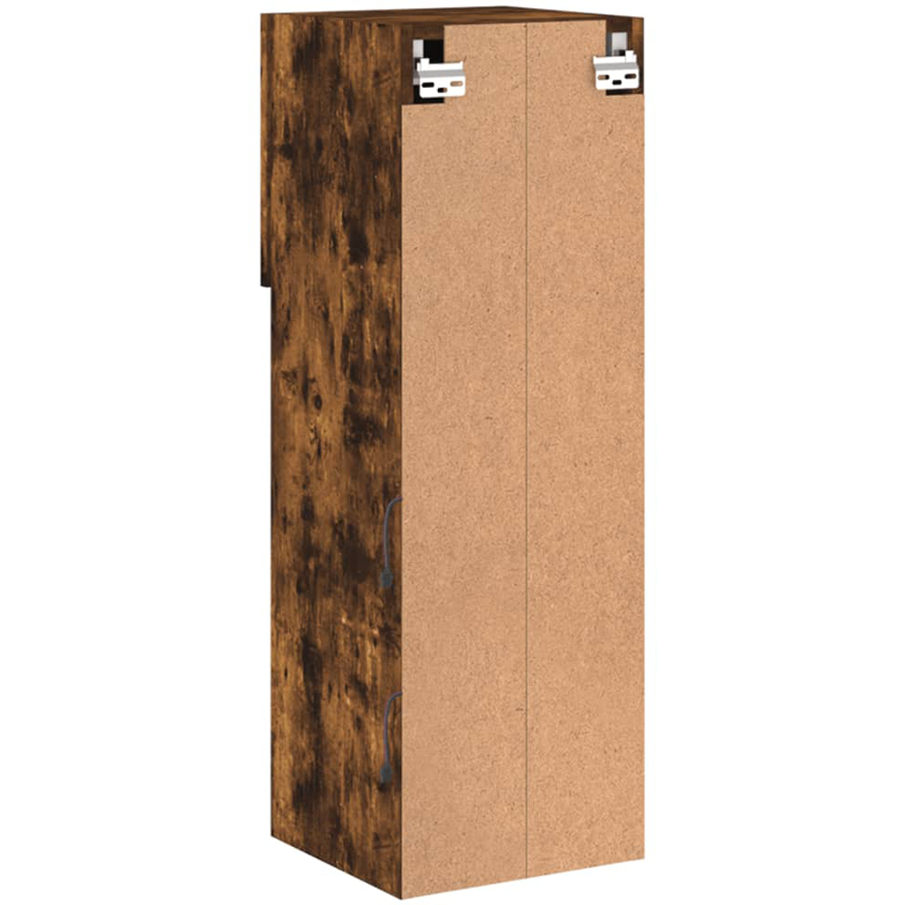vidaXL Single Door 3 Shelf Smoked Oak Wooden TV Cabinet with LED Set of 2 Image 6