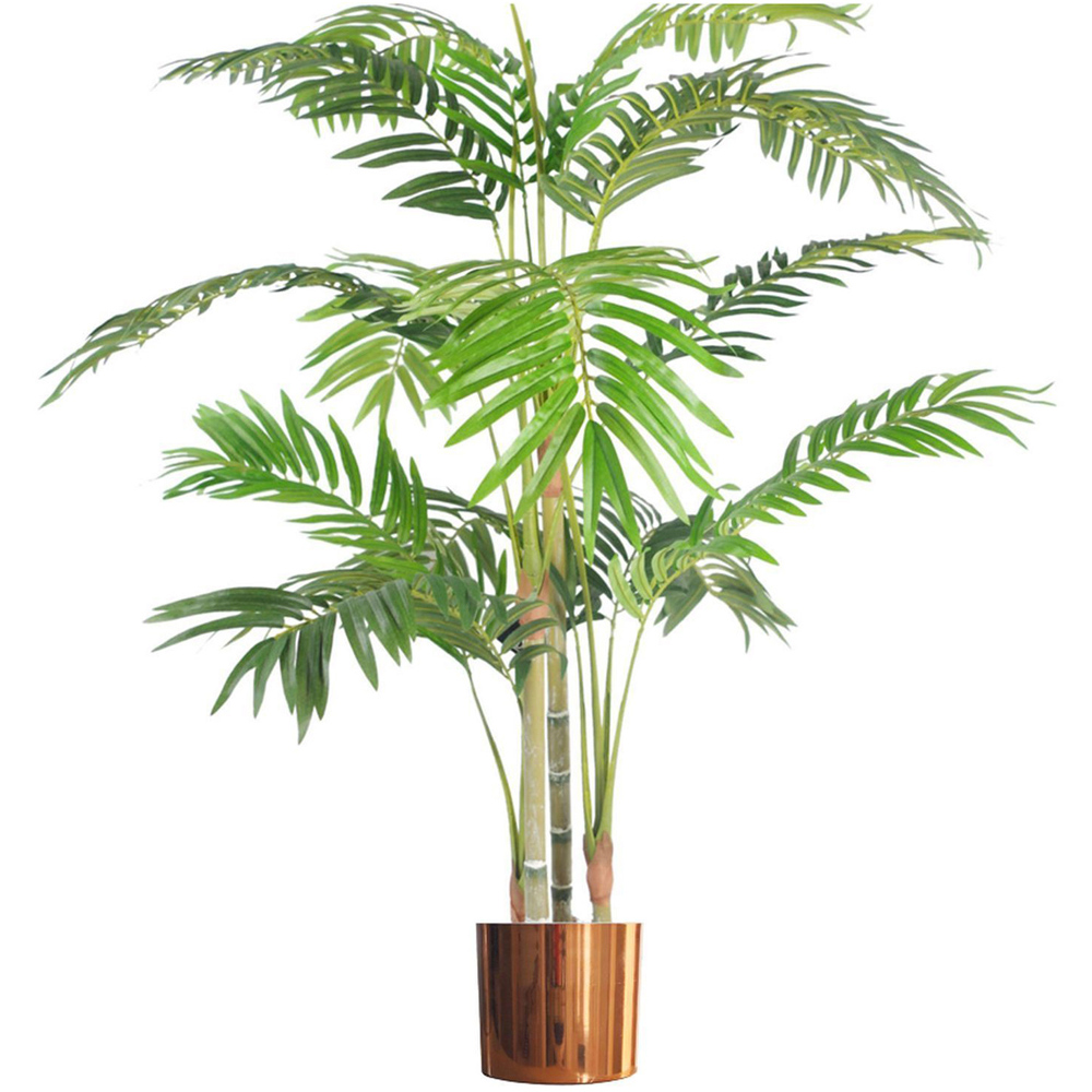 Leaf Premium Artificial Areca Palm in Copper Metal Planter 4ft Image 1