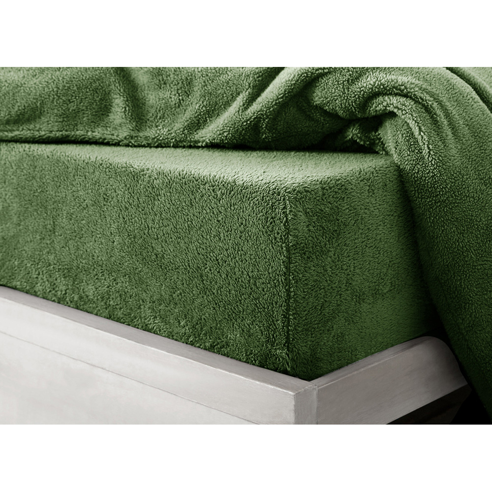 Velosso King Size Olive Teddy Fleece Fitted Sheet Image 2