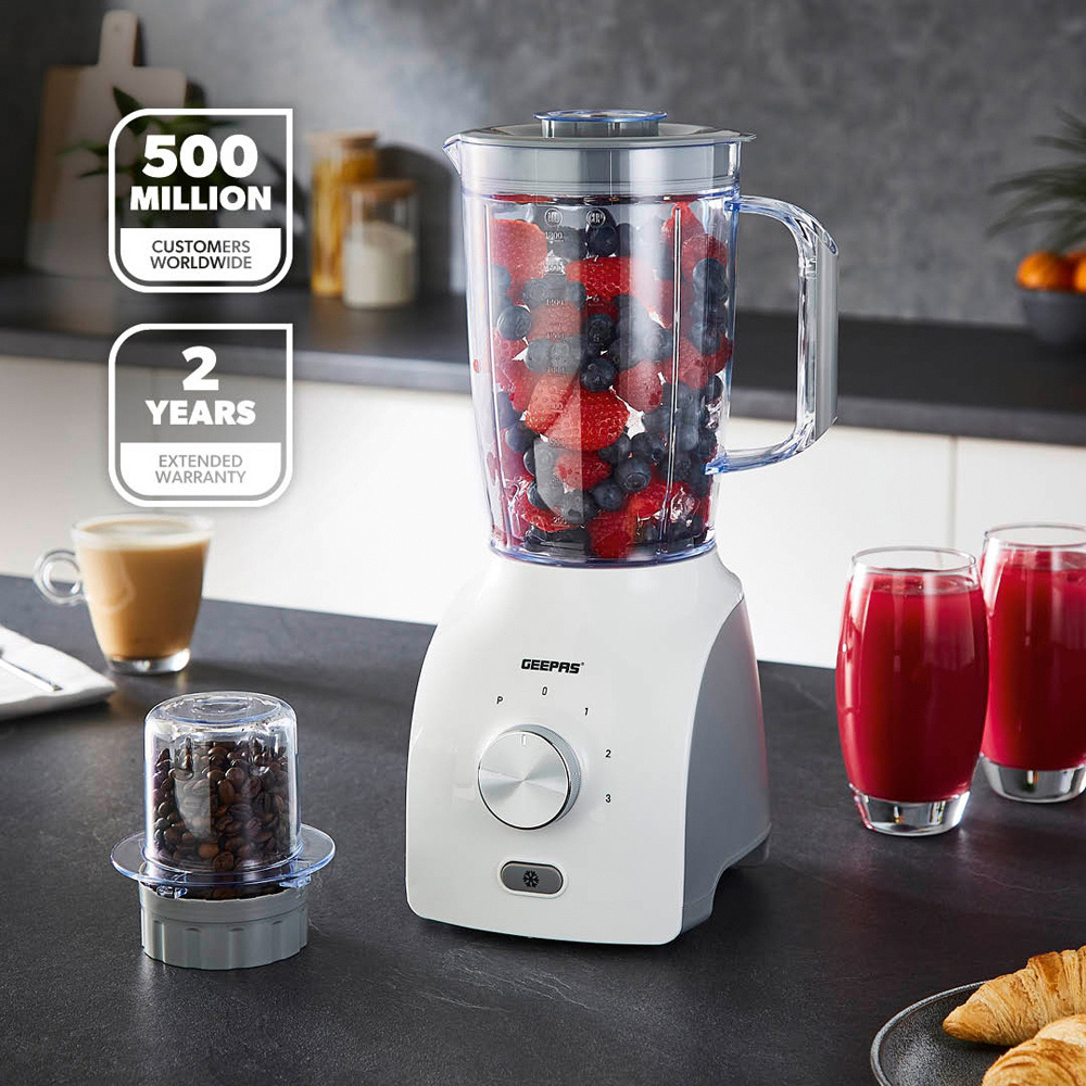 Geepas GSB44109UK-WT White 1.8L 2-in-1 Food Jug Blender and Coffee Spice Grinder 600W Image 2