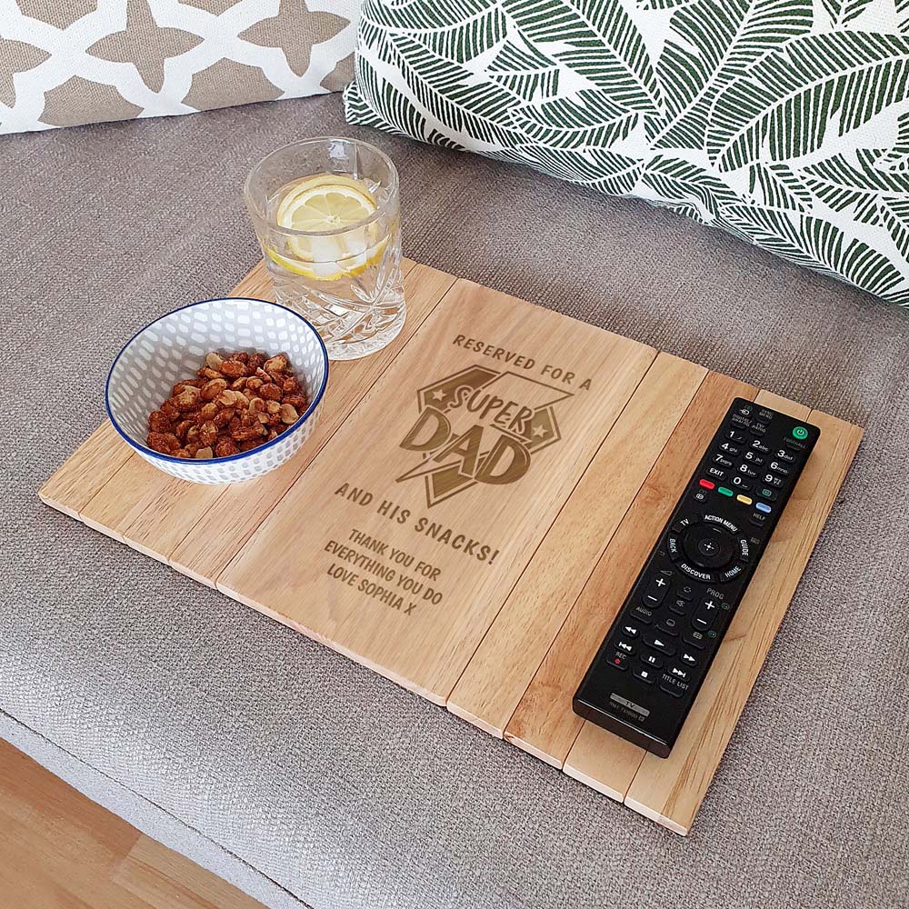 Personalised Memento Company Personalised Super Dad Adjustable Sofa Tray Image 2