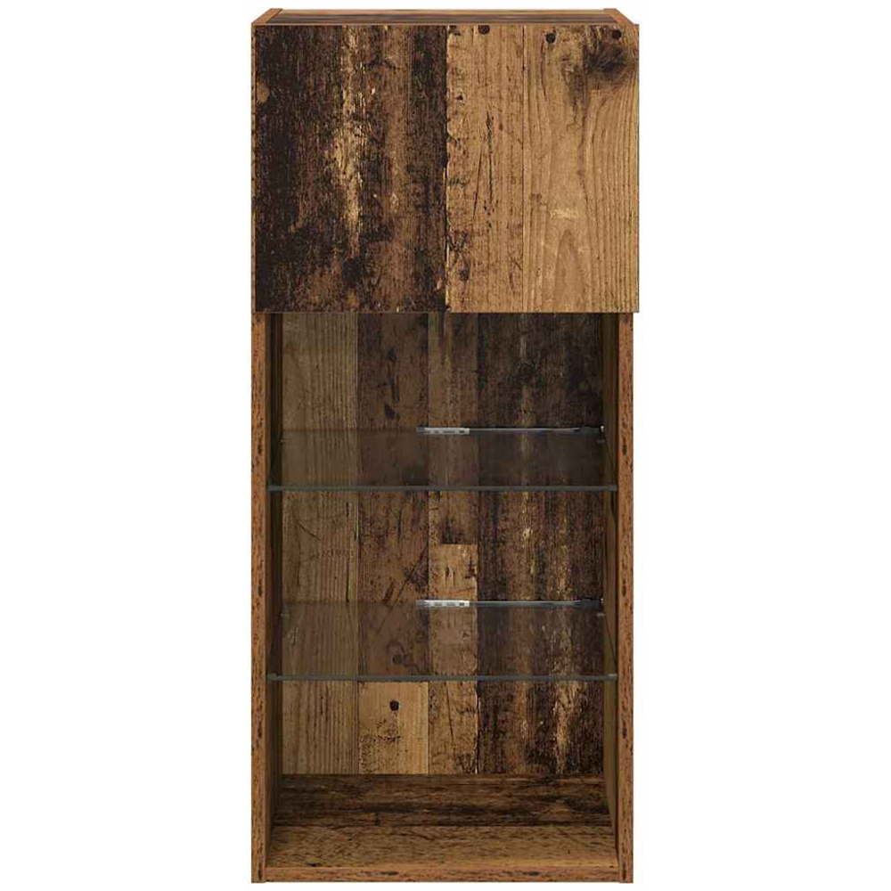 vidaXL Single Door 3 Shelf Old Wood Wide Wall Mounted LED TV Unit Set of 2 Image 4