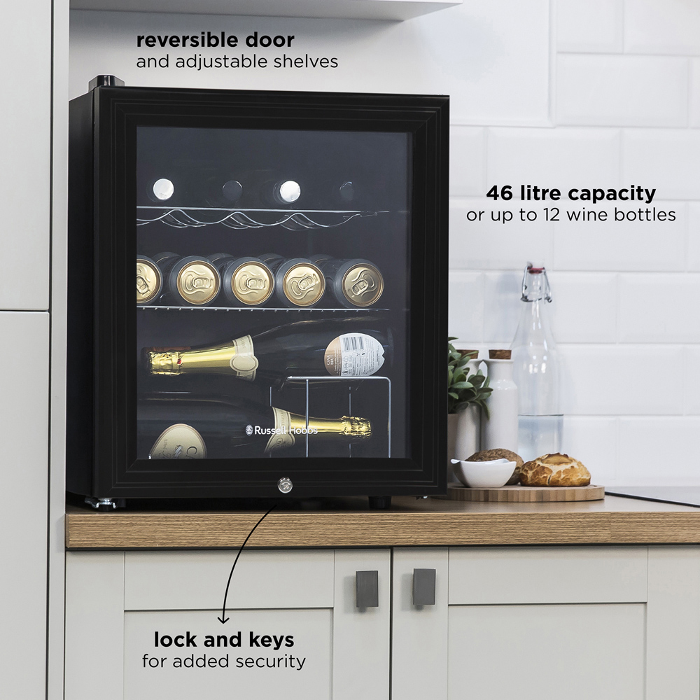 Russell Hobbs RHGWC1B-C-LCK Black 12 Bottle Lockable Wine Cooler Image 7