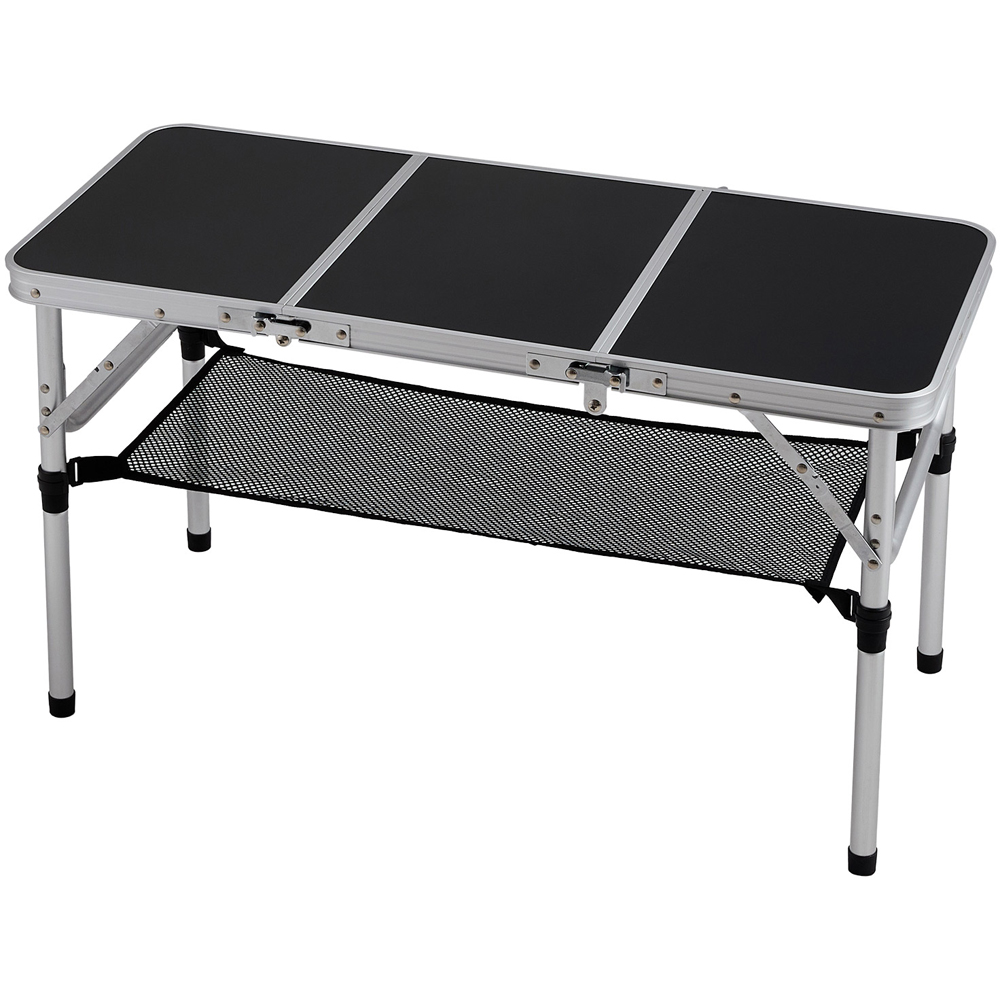 Living and Home 3ft Black Tri-Fold Aluminium Alloy Camping Table Image 3