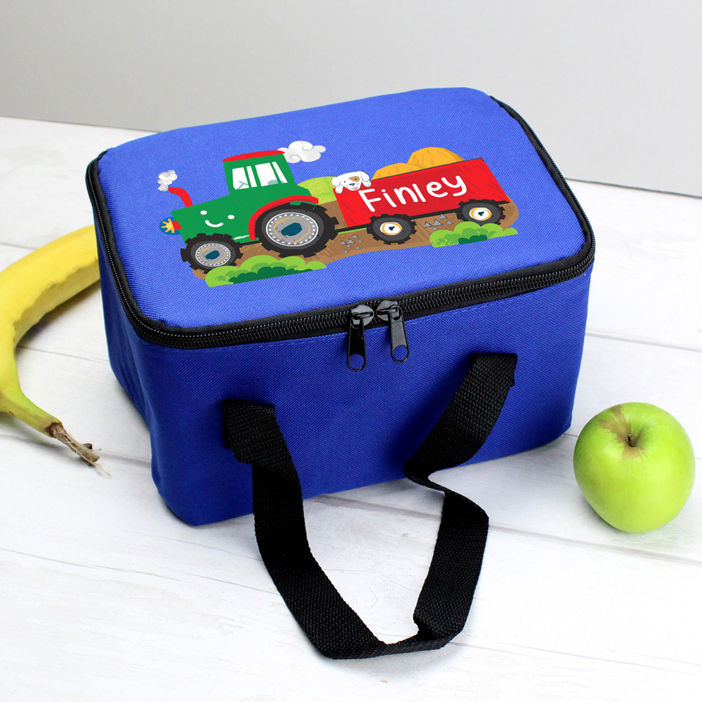 Personalised Memento Tractor Blue Lunch Bag Image 2
