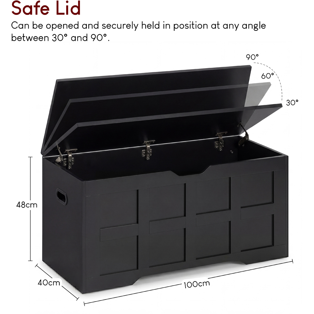 VIDA DESIGNS Black Large Storage Ottoman Bench Image 8