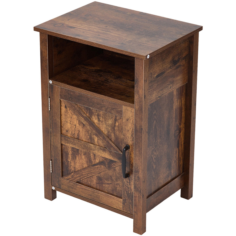Living and Home Single Door Single Shelf Brown Bedside Table Image 2