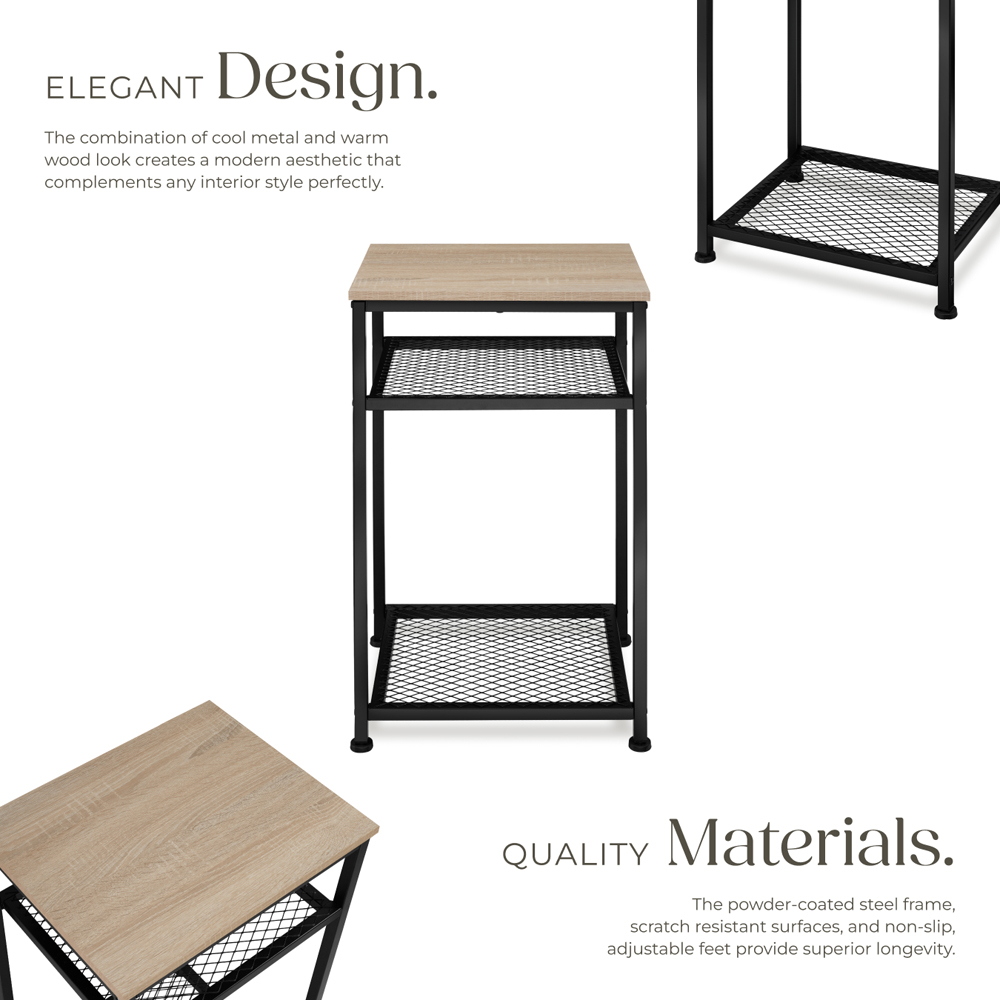 Tectake York 2 Grid Shelf Sonoma Oak Bedside Table Image 4