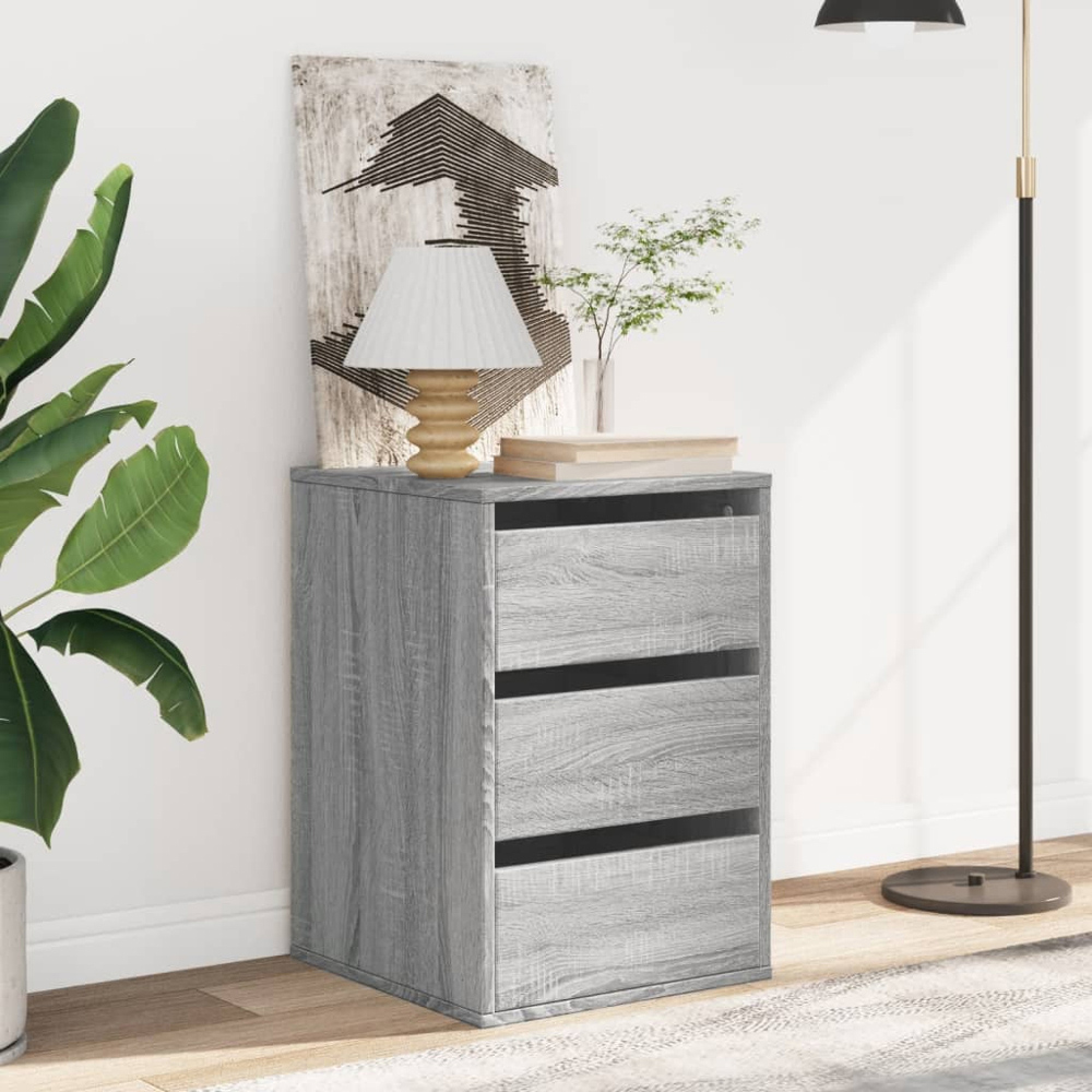 vidaXL 3 Drawer Grey Sonoma Oak Wooden Chest of Drawers Image 8