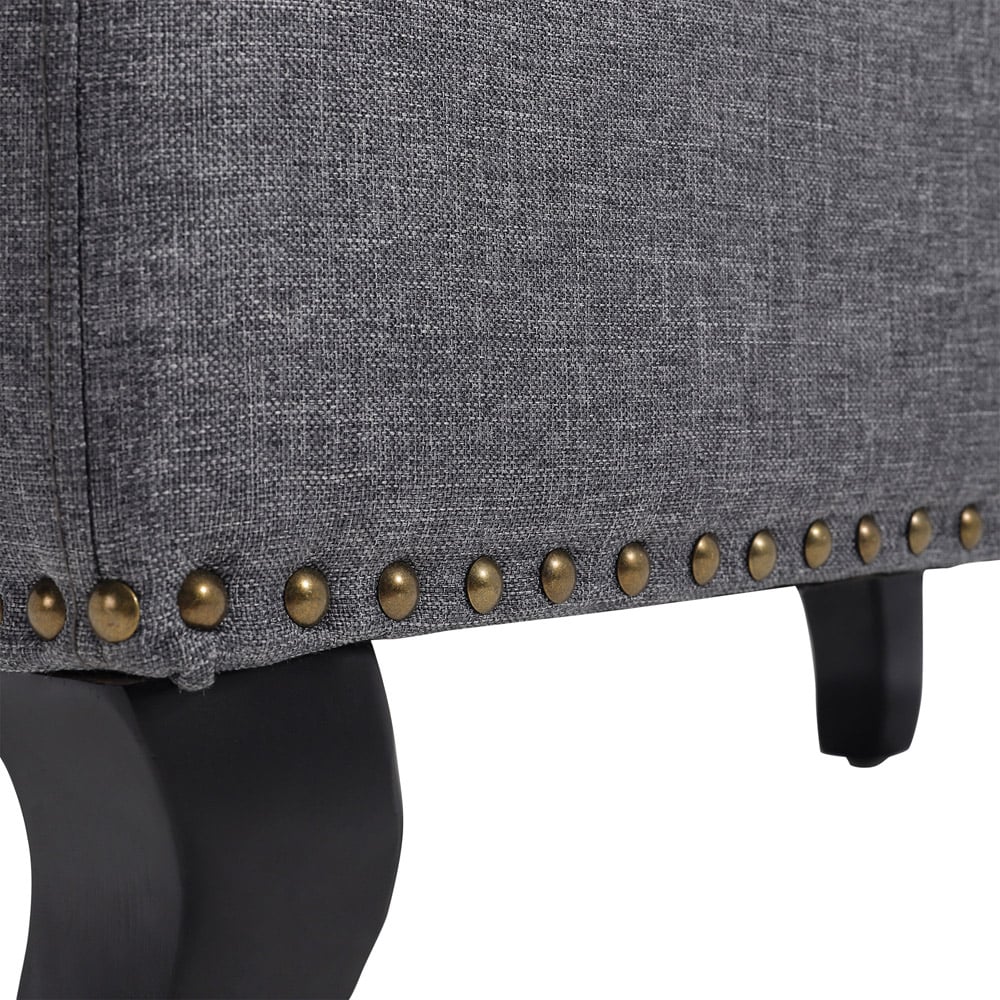 Living and Home Grey Nailhead Trim Ottoman Bench Image 7