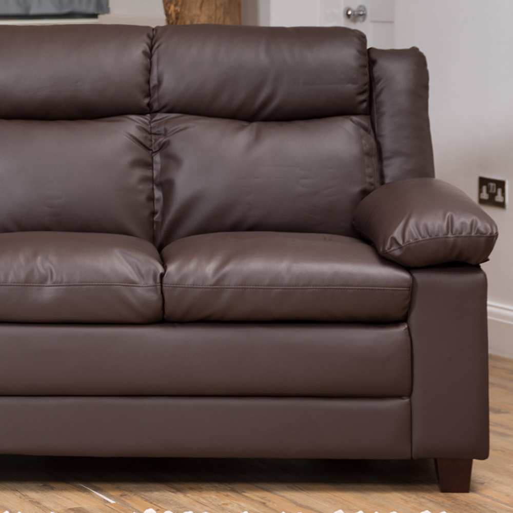 Standish 3 Seater Brown Bonded Leather Sofa Image 3