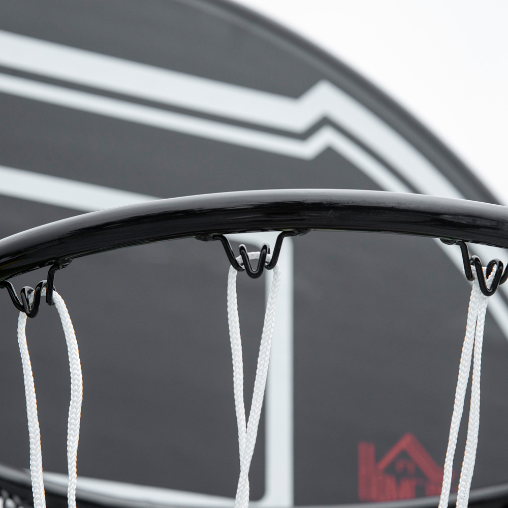 HOMCOM Black Adjustable Basketball Hoop Stand with Wheels and Weight Base 160-210cm Image 3