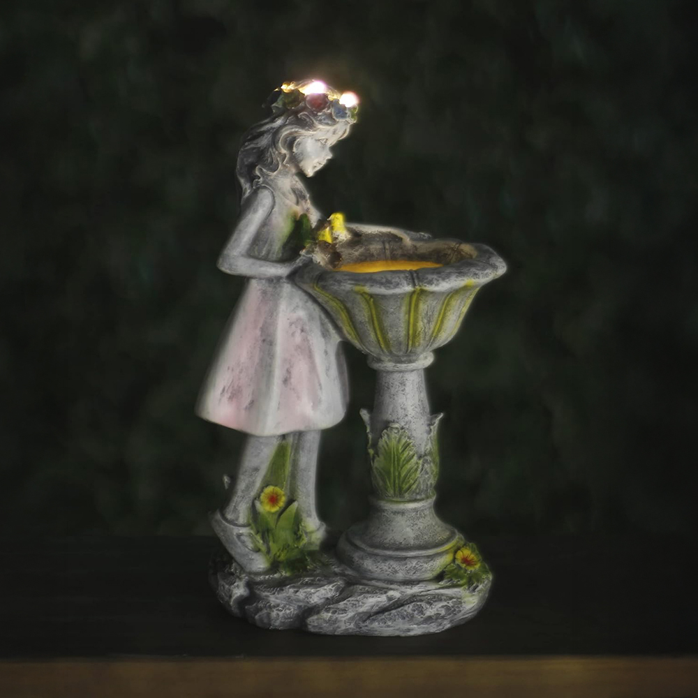 Marco Paul Solar Resin Fairy Bird Bath Image 2