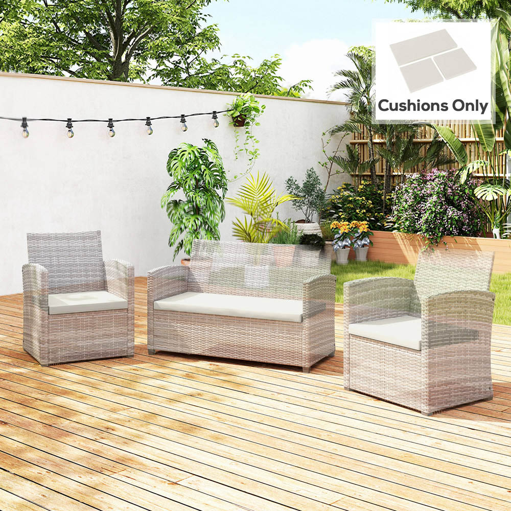 Outsunny 3 Piece Cream Garden Furniture Cushion Set Image 4