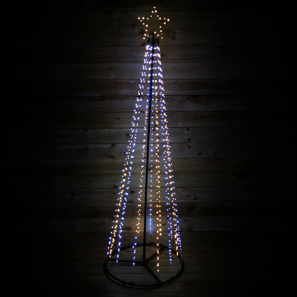 Premier Black Pin Wire Warm and Cool LED Pyramid Maypole Outdoor Christmas Tree 13ft Image 2
