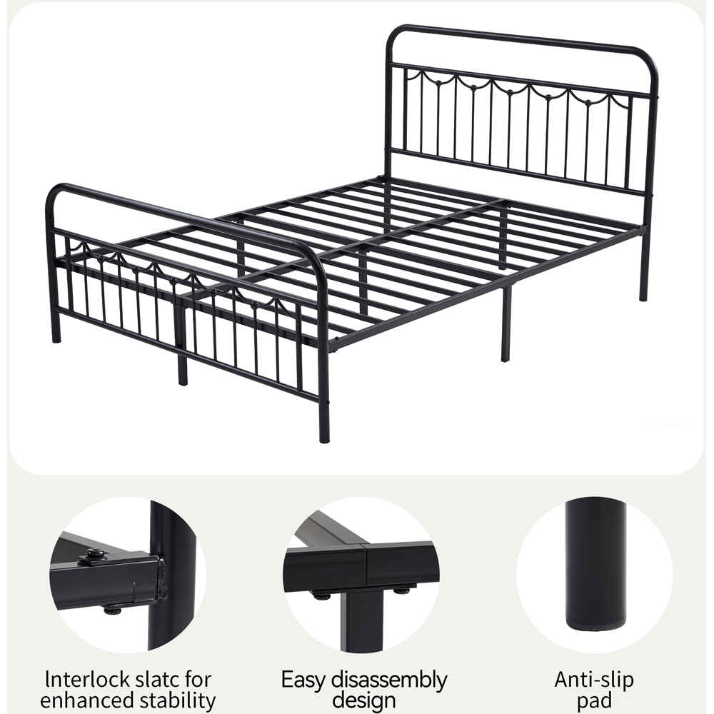 Brooklyn Frankie King Size Black Metal Bed Frame with Headboard and Footboard Image 6