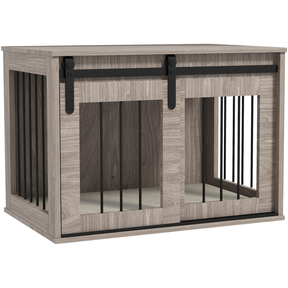 PawHut Brown Dog Crate End Table with Cushion 80cm Image 1