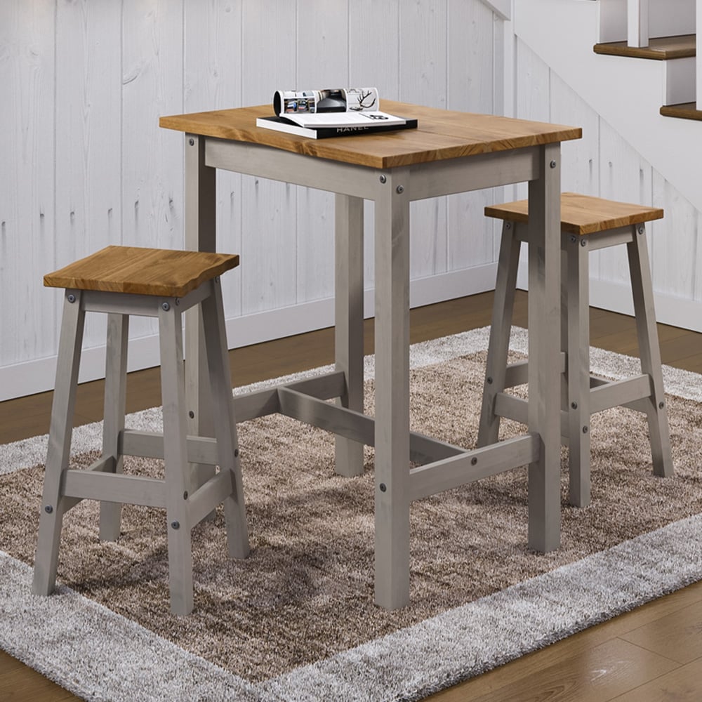Core Products Corona 2 Seater High Breakfast Table Set Grey Image 1