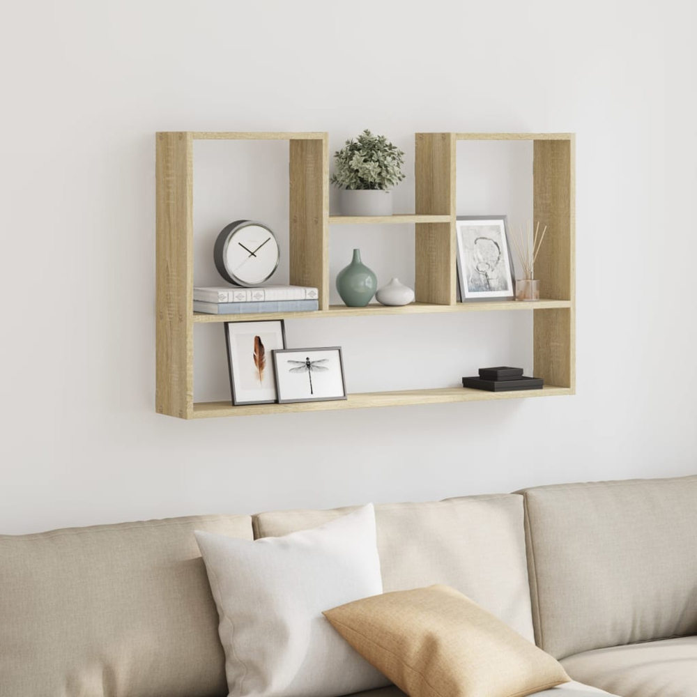 vidaXL 5 Shelf Sonoma Oak Floating Wall Shelf Image 2
