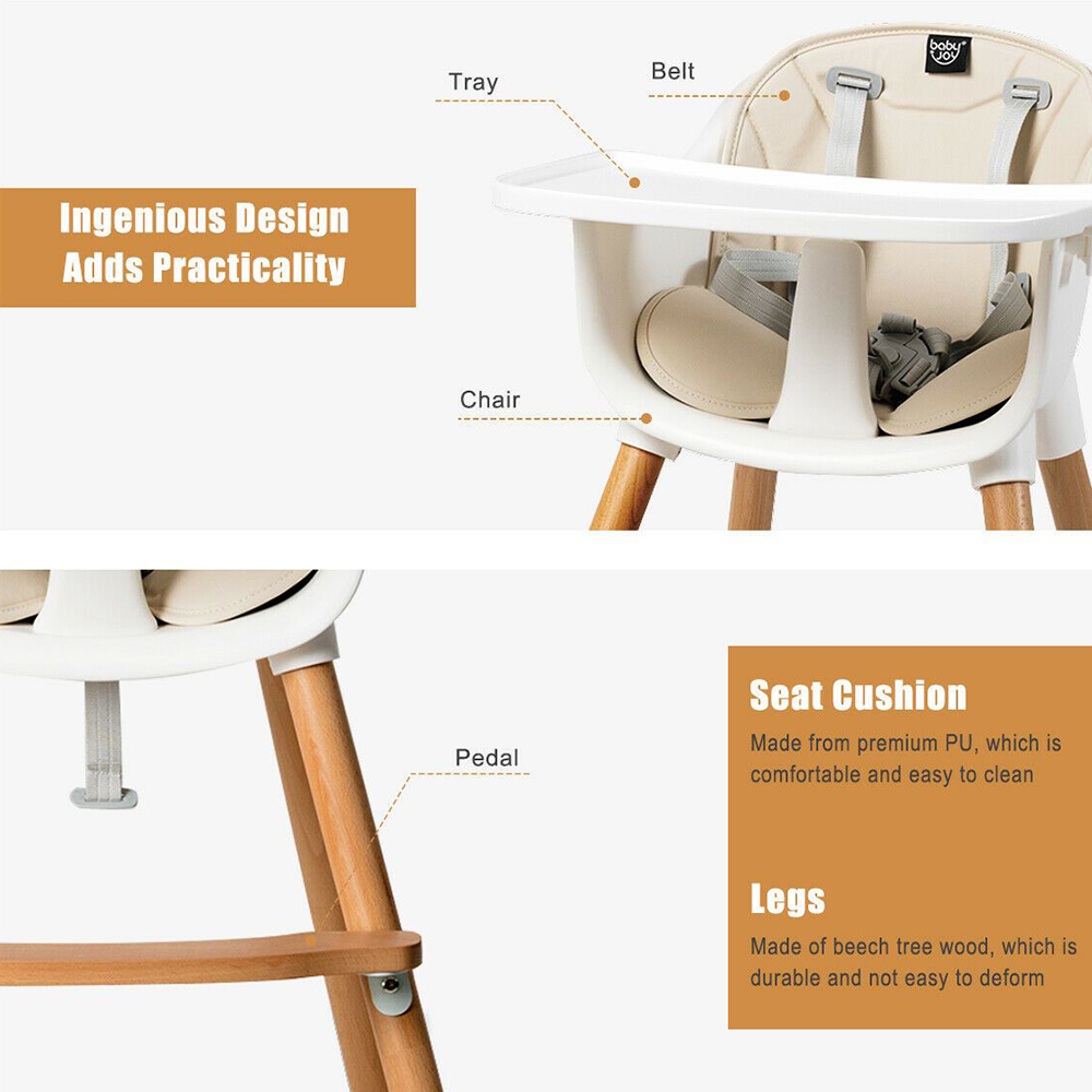 Costway Dual Combination Padded Highchair Image 6