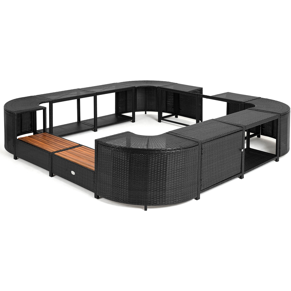 Lay-Z-Spa 2 Door 2 Shelf Black Square Rattan Spa Surround 188cm Image 3