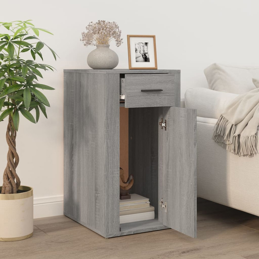 vidaXL Single Door Single Drawer Grey Desk Cabinet Image 9