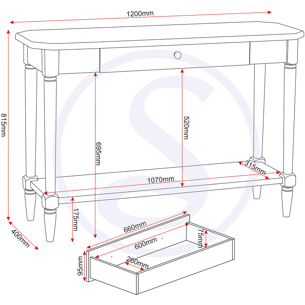 Seconique Chantilly Antique White Console Table Image 9