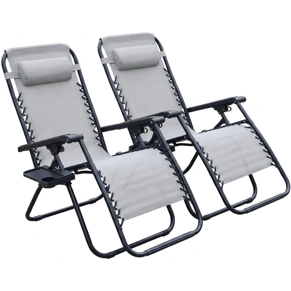 Alivio 2 Pack Light Grey Zero Gravity Reclining Sun Loungers Image 3