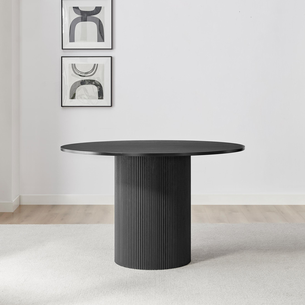 Furniturebox Penfold 4 Seater Round Wooden Pedestal Dining Table Black Image 5
