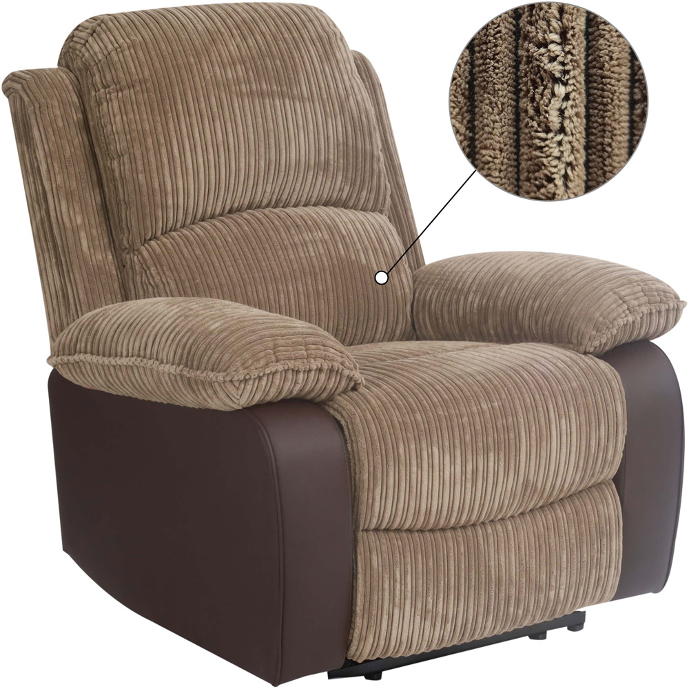 Comfy Living Brown Cord Fabric Electric Recliner Chair Image 5