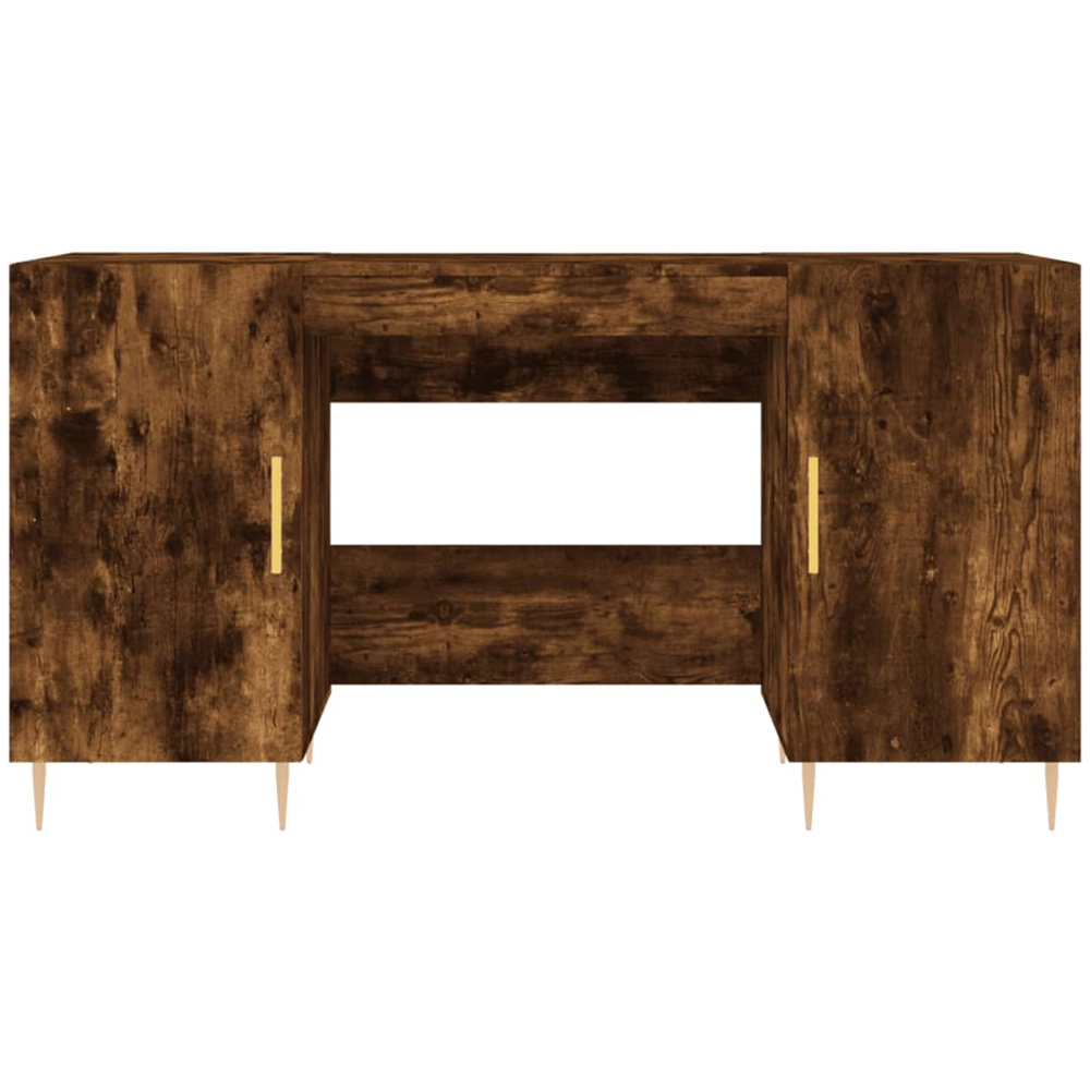 vidaXL 2 Door Computer Desk Smoked Oak and Gold Image 6