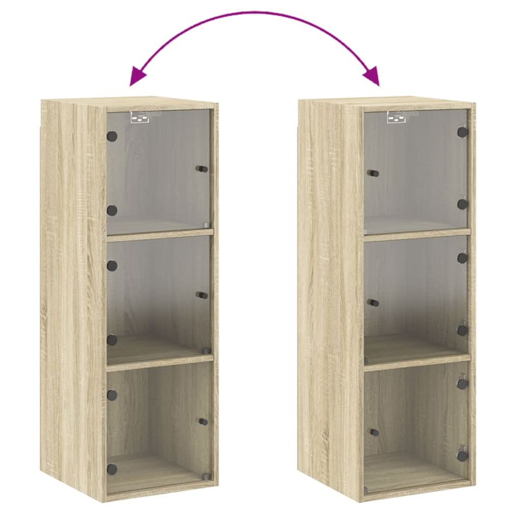 vidaXL 2 Door Sonoma Oak Glass Wall Cabinet Image 8