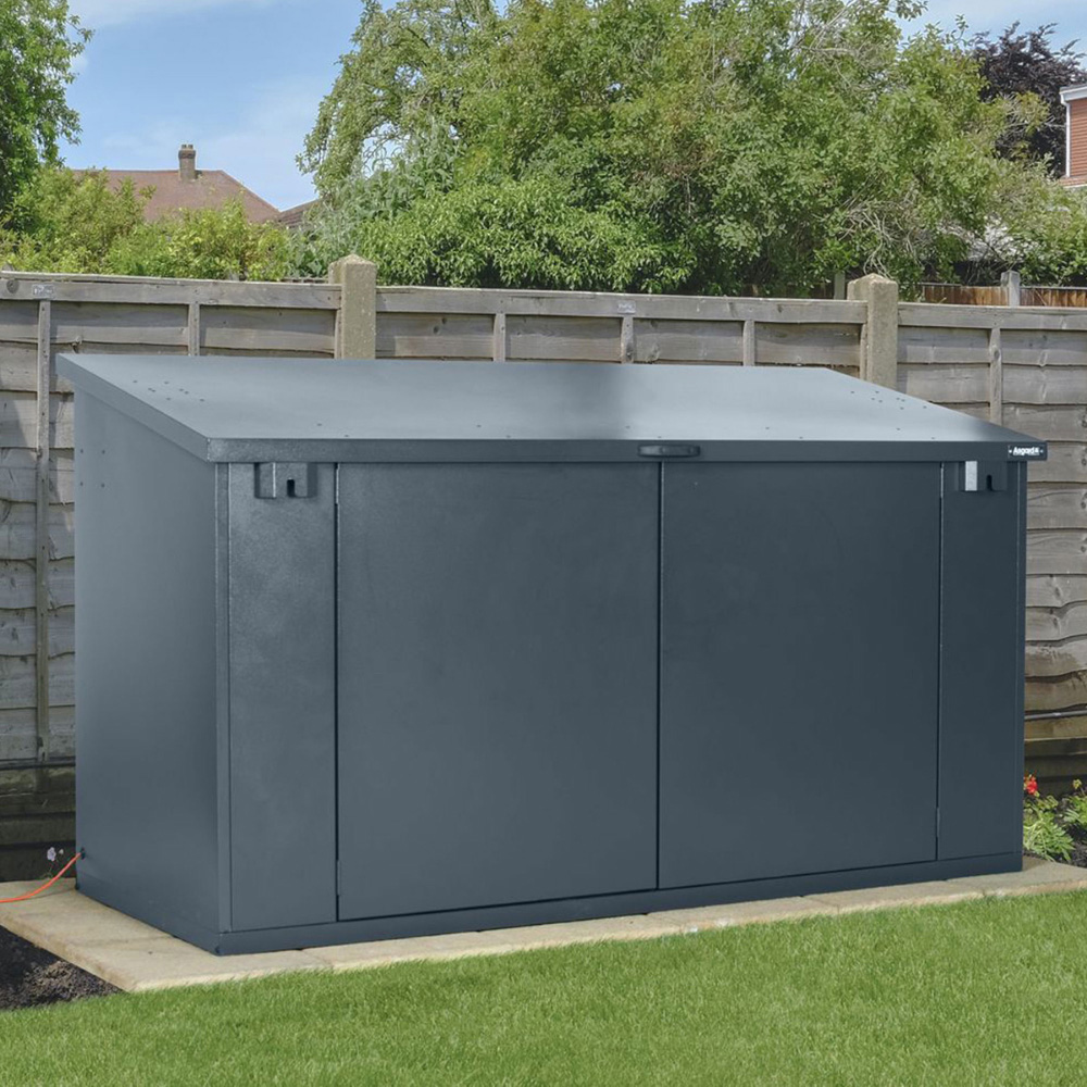 Asgard Access Plus Electric 8 x 4ft Cream Metal Garden Shed with Floor and Lift Up Roof Image 7