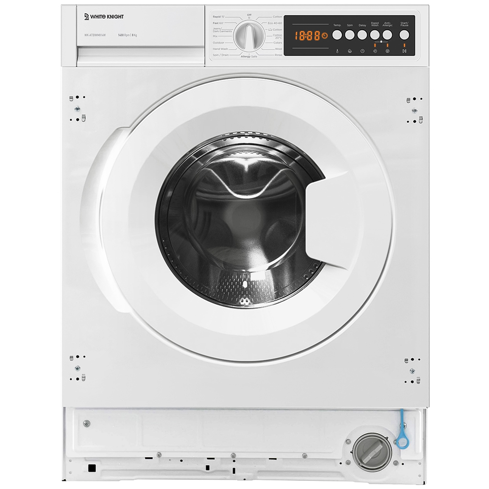 White Knight WK-ATBIWM814W 8kg 1400 RPM White Integrated Washing Machine Image 1
