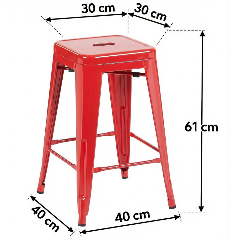 FWStyle Red Gloss Metal Bar Stool 4 Pack Image 6